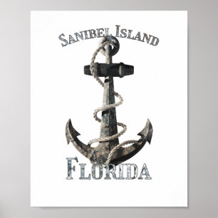 Sanibel Island Florida Vacation Nautical Anchor Sa Poster