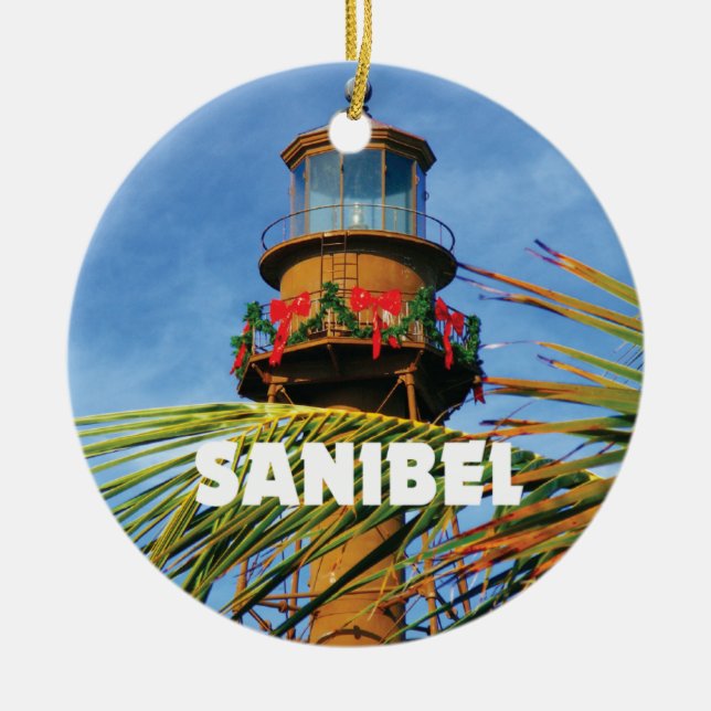 Sanibel Island Lighthouse Christmas Ceramic Tree Decoration (Front)