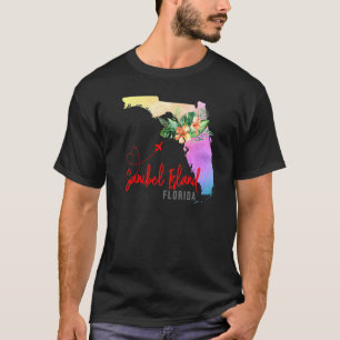Sanibel Island Map Matching Vacation Family Girls T-Shirt