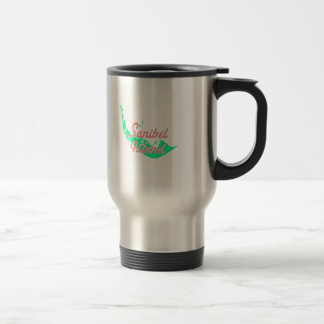 Sanibel Island map outline design Travel Mug (Right)