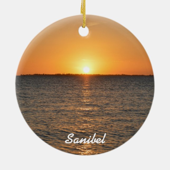 Sanibel Island Sunset Christmas Ornament (Back)