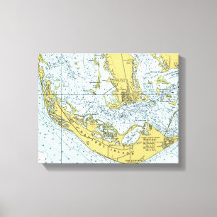 Sanibel Island vintage map Canvas Print