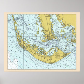 Sanibel Island vintage map Poster