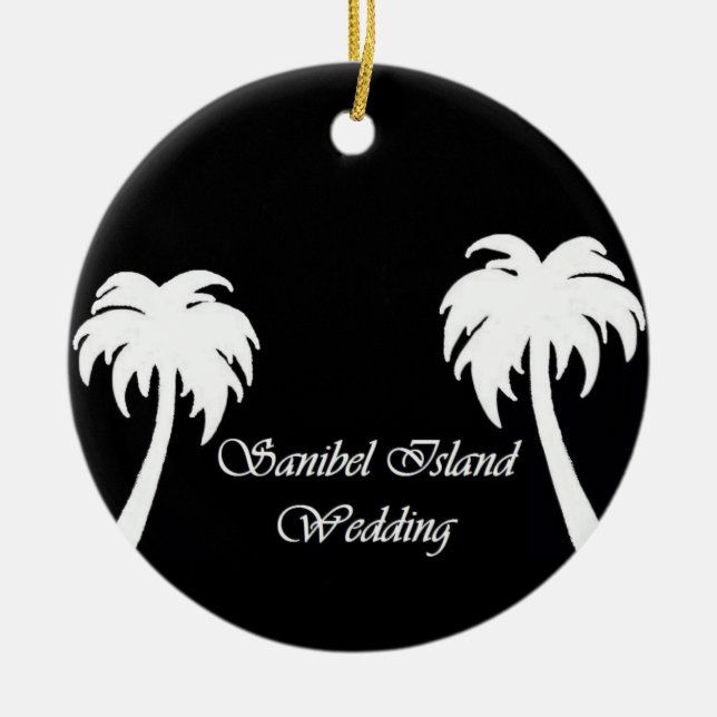 Sanibel Island Wedding Ceramic Tree Decoration (Front)