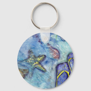 Sanibel Sandals watercolor Key Ring