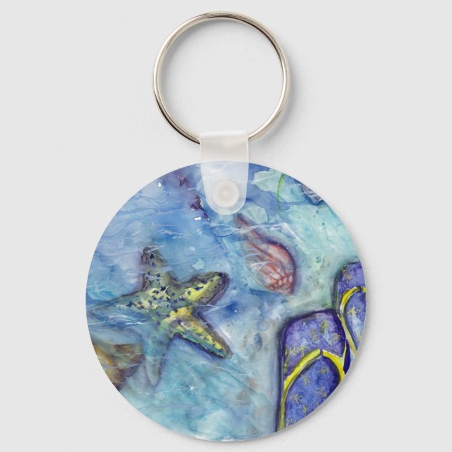 Sanibel Sandals watercolor Key Ring (Front)