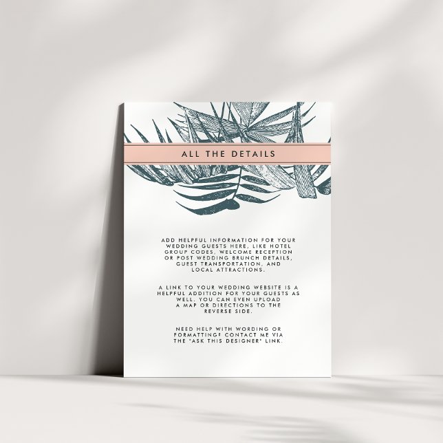 Sanibel | Tropical Botanical Wedding Guest Details Enclosure Card (Creator Uploaded)