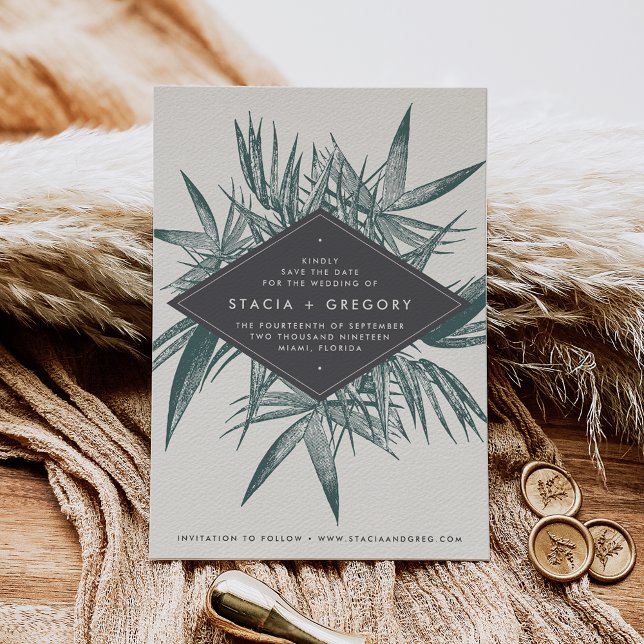 Sanibel | Tropical Vintage Save the Date Card (Creator Uploaded)