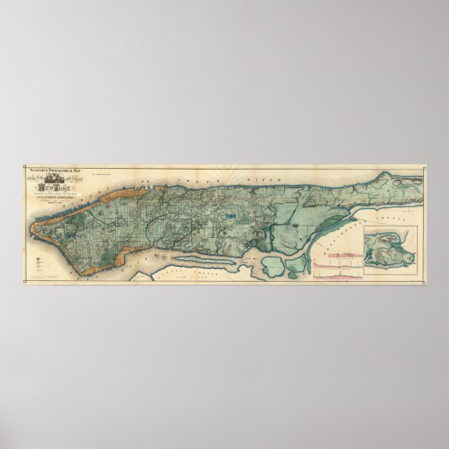 Sanitary and Topographical Map of New York City Poster (Front)