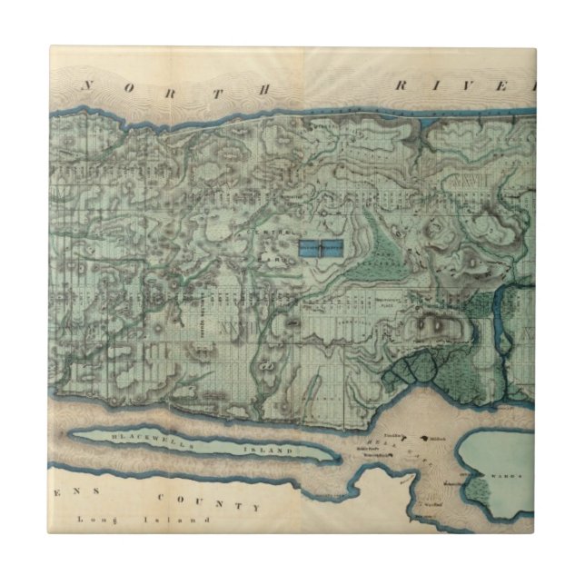 Sanitary and Topographical Map of New York City Tile (Front)