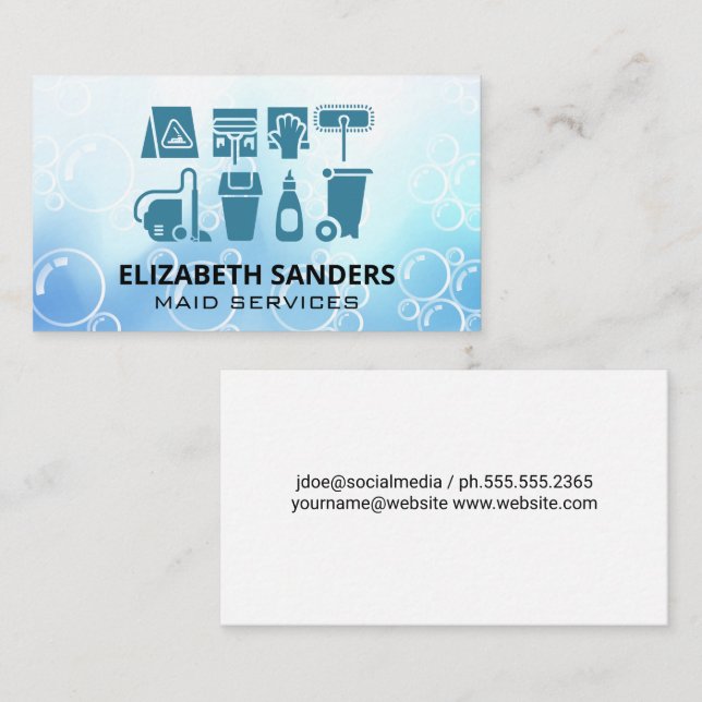 Sanitising Icons | Soap Bubbles Business Card (Front/Back)