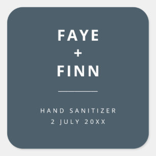 Sanitizer Blue Scandinavian Wedding Day Favour Square Sticker