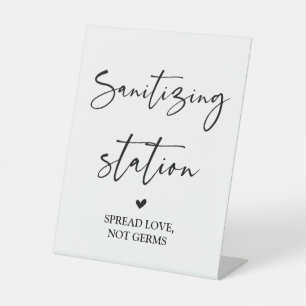 Sanitizing station pedestal sign