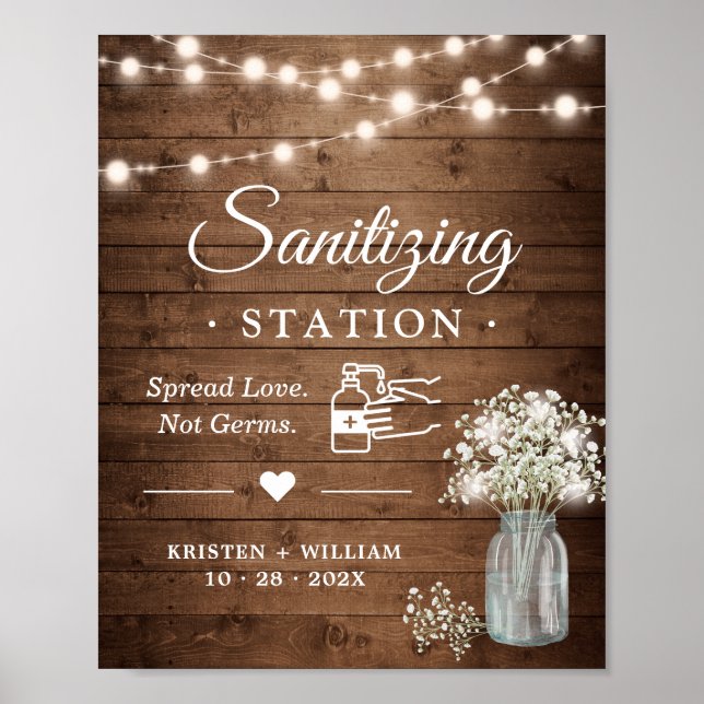 Sanitizing Station Rustic Baby's Breath Lights Poster (Front)