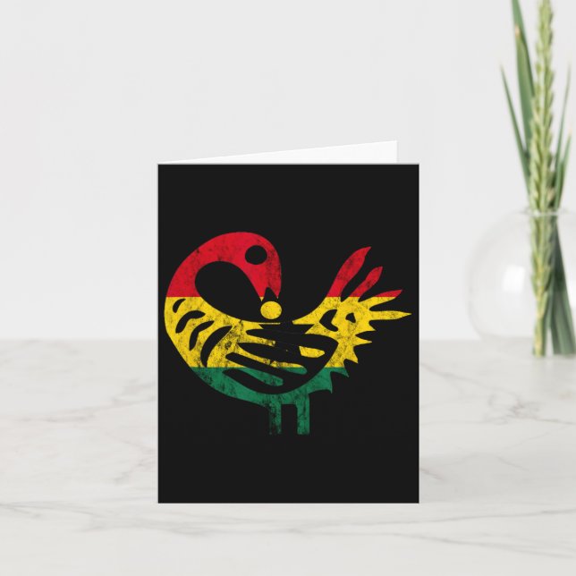 Sankofa African Bird Ghanese Flag Pride Juneteenth Card (Front)