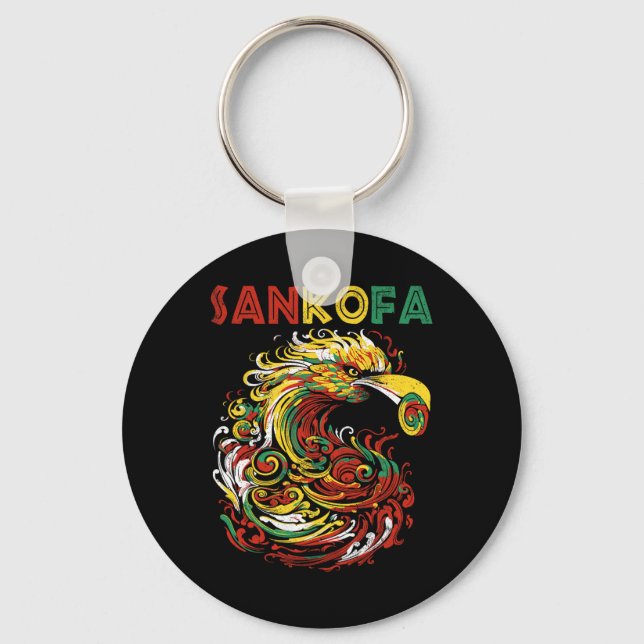 Sankofa Juneteenth Ghana Sankofa Symbol Adinkra  Key Ring (Front)