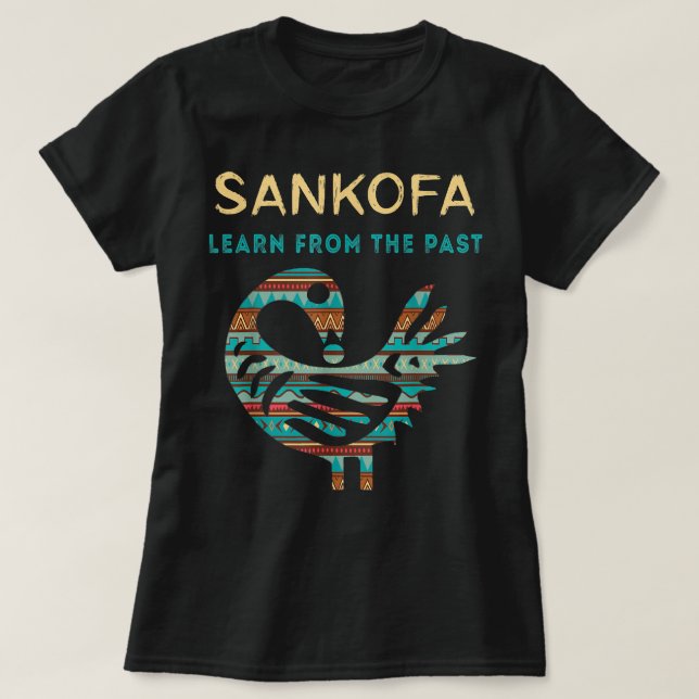 Sankofa Learn From The Past African Bird Black His T-Shirt (Design Front)