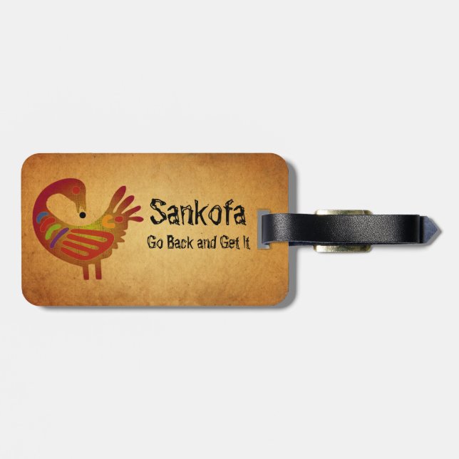Sankofa Luggage Tag ~ Parchment (Back Horizontal)