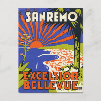 sanremo hotel label  postcard