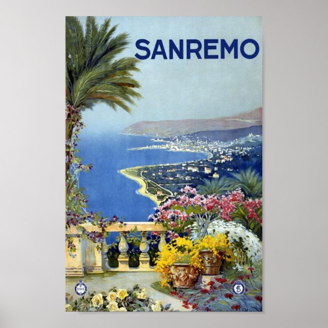 Sanremo Italy Europe Vintage Travel Poster (Front)