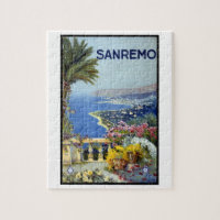 Sanremo, Italy, Italian Riviera Vintage Travel Art