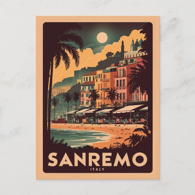 Sanremo, Italy, retro style Postcard (Front)