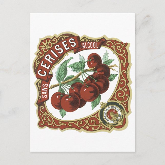 Sans Cerises Alcool Vintage Label Postcard (Front)