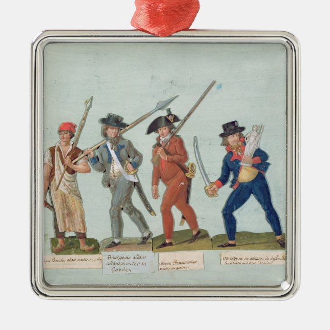 Sans Culotte Lighting his Pipe Metal Tree Decoration (Front)