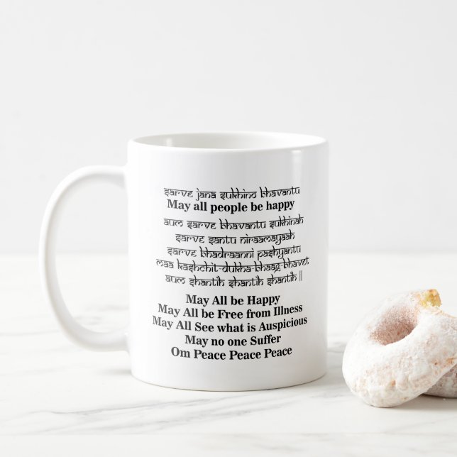 Sanskrit Mantra For Peace Coffee Mug (With Donut)