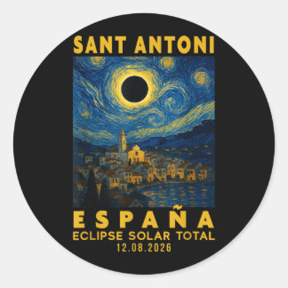 Sant Antoni España Eclipse Solar Total 2026 Classic Round Sticker