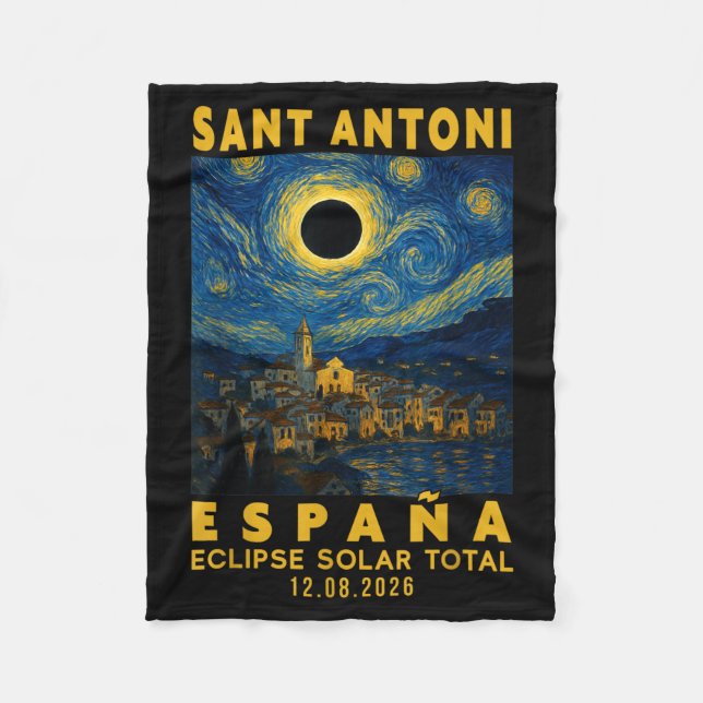 Sant Antoni España Eclipse Solar Total 2026 Fleece Blanket (Front)