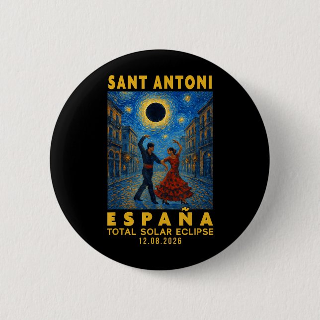 Sant Antoni España Eclipse Solar Total 2026 Image 6 Cm Round Badge (Front)
