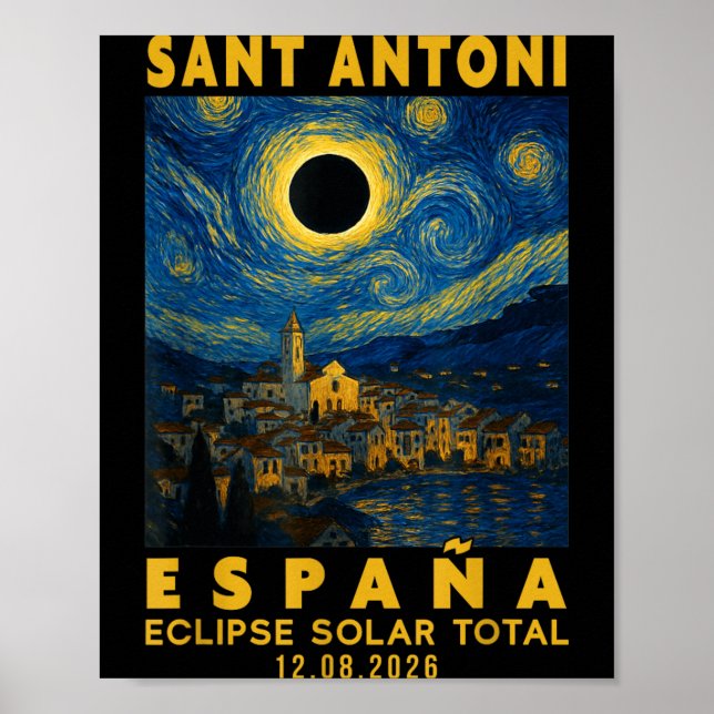 Sant Antoni España Eclipse Solar Total 2026 Poster (Front)