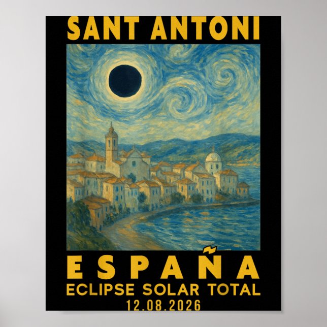 Sant Antoni España Eclipse Solar Total 2026 Poster (Front)