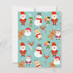 Sant Reindeer Snowmen Christmas Card