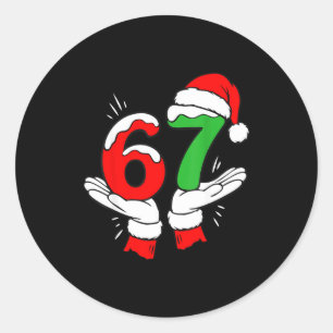 Santa 67 Christmas Funny Six Seven Meme 6 7 Meme  Classic Round Sticker