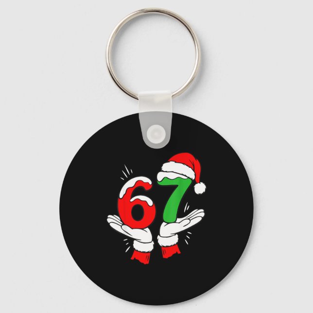 Santa 67 Christmas Funny Six Seven Meme 6 7 Meme  Key Ring (Front)