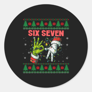 Santa 67 Christmas Ugly Sweater Fingers Six Seven  Classic Round Sticker