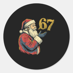 Santa 67 Number Funny Christmas Meme Se  Classic Round Sticker