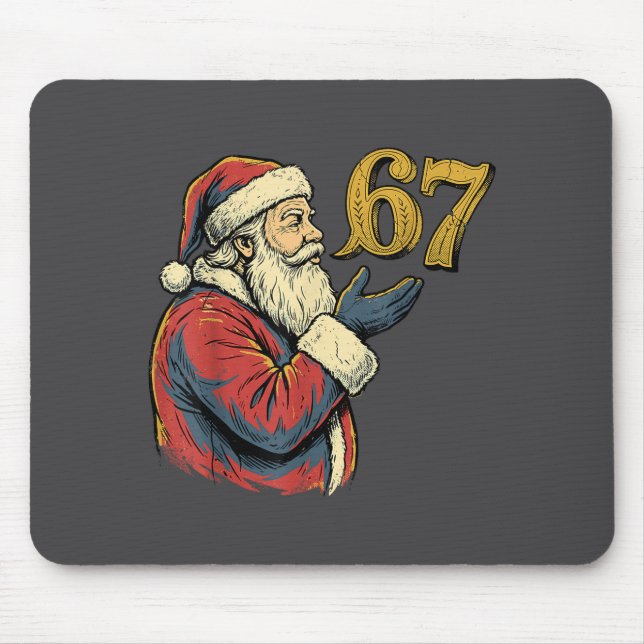 Santa 67 Number Funny Christmas Meme Se  Mouse Pad (Front)