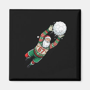 Santa 67 Soccer Goalie Ugly Sweater Funny Christma Magnet