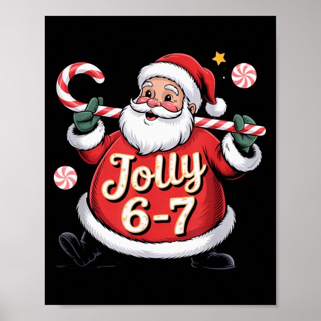 Santa 6 7 Six Seven Meme Christmas Women Men Kids  Poster (Front)