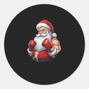 Santa A Boxer Funny Christmas Boxing Ho Ho-ly Knoc Classic Round Sticker