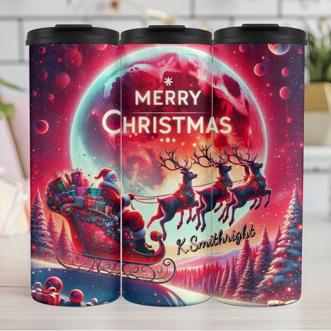 Santa Above the Frozen Pines Thermal Tumbler (Creator Uploaded)