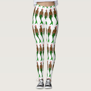 santa african black merman christmas mermaid leggings