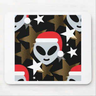 santa alien emoji mouse pad