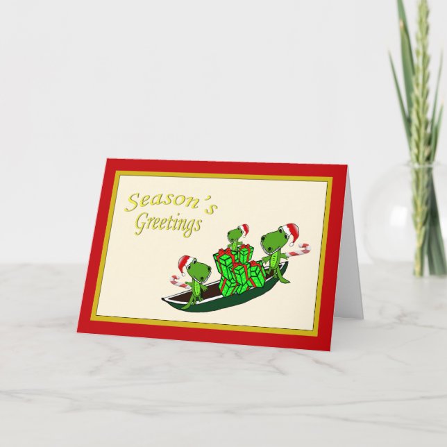 Santa Alligators Christmas Holiday Card (Front)
