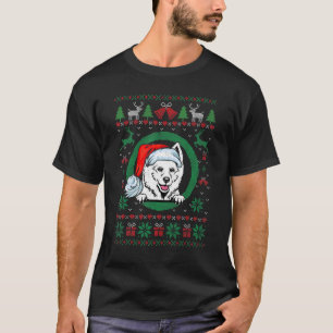   Santa American Eskimo Dog Christmas Dog   T-Shirt