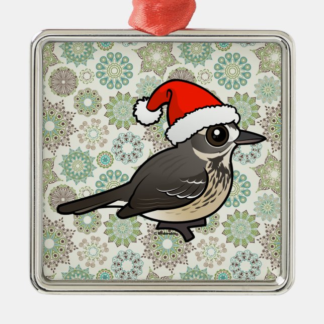 Santa American Pipit Metal Tree Decoration (Front)
