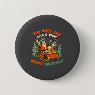 Santa &amp; Jesus Back In Town Merry Christmas, Ho 6 Cm Round Badge
